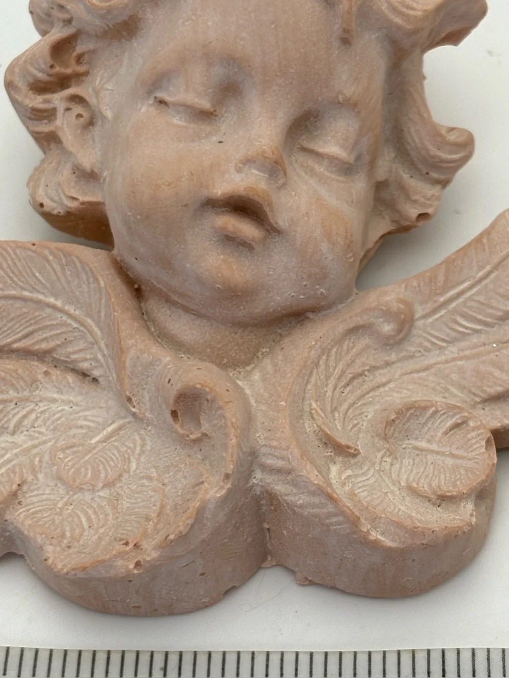 Decorative Cherub Wall Accent in Light Terracotta-colored Resin